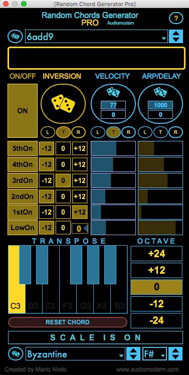 Random Chords Generator PRO version 1.0 by MarioNieto on maxforlive.com